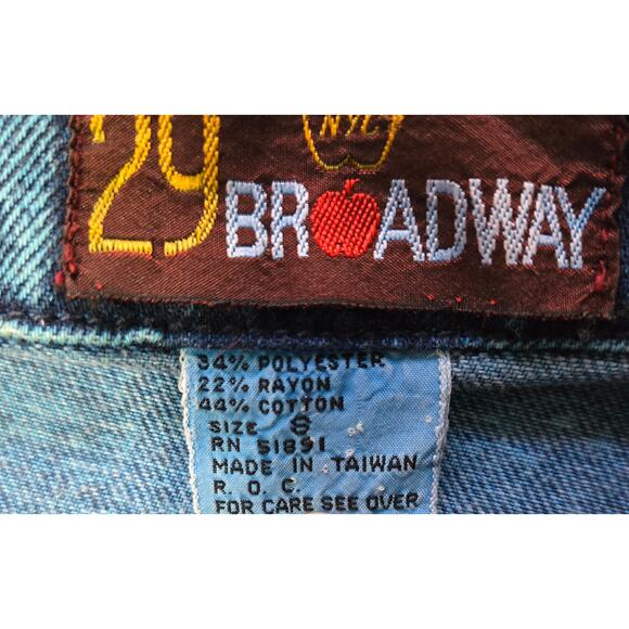 29 Nyc Broadway Size Small Womens 90's Turquoise Acid Wash Denim Jean Jacket - Picture 3 of 14